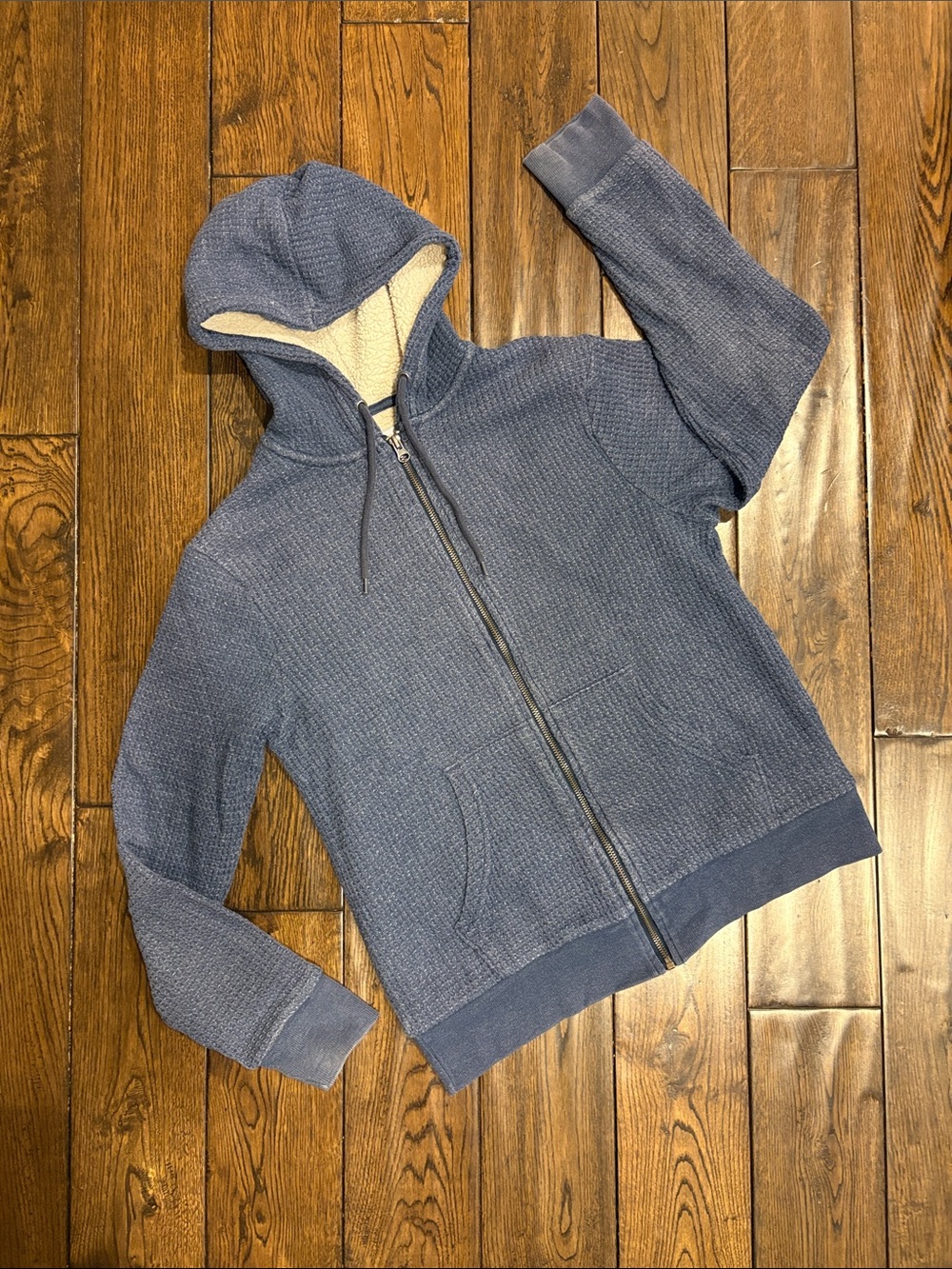Old Navy Cozy Blue Hooded Zip Jacket, Sherpa-Lined